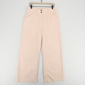 Self Contrast Wide‎ Leg Pants Womens Large Pink High Rise Patch Pocket USA